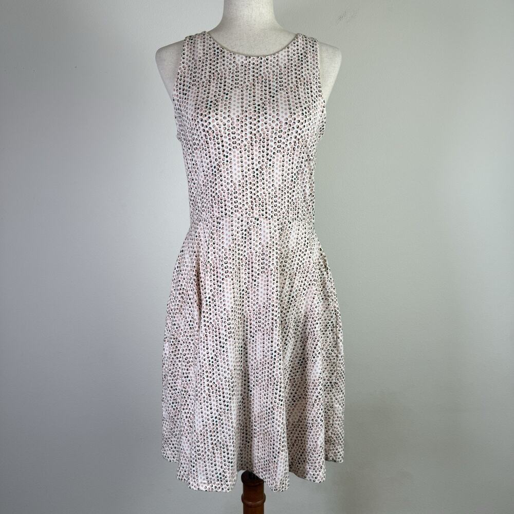 Pact Fit Flare Dress Size Medium Pink/Green/White Organic Cotton Mini Length
